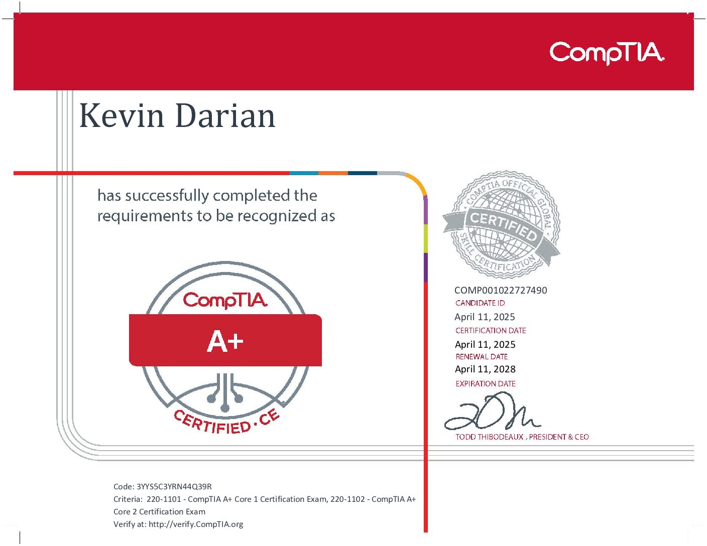 Network Security Engineer in Lagos, Nigeria 2 CompTIA A ce certificate pdf